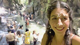 Cum on Face in Public Locker Room and Cumwalk at the Waterfall - porn video