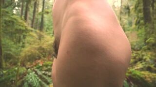 Cute naked girl wanders around forest - porn video