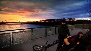 Very risky public sex with stepsister Dada Deville on the bridge - porn video