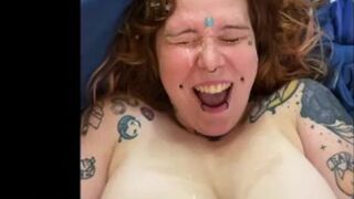 POV titty fucking tattooed ginger MILF - porn video